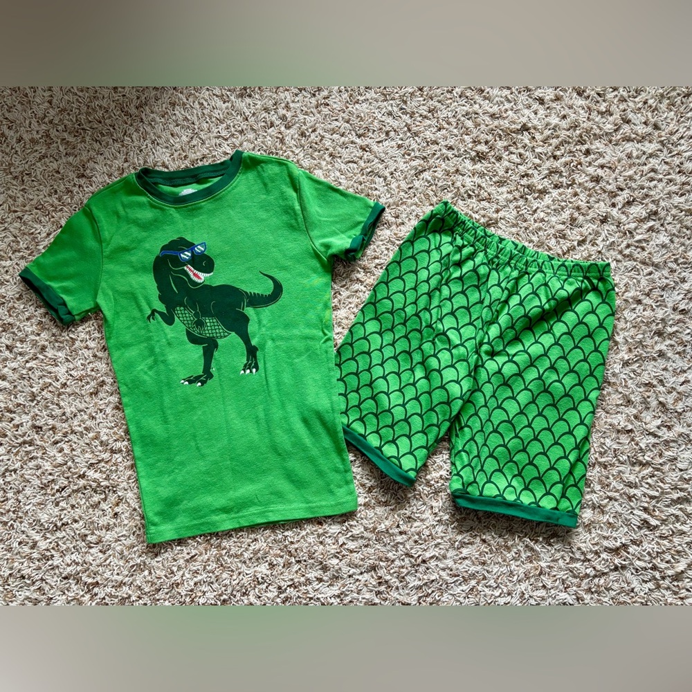 Green Dinosaur Kids Pajamas Set Size 14